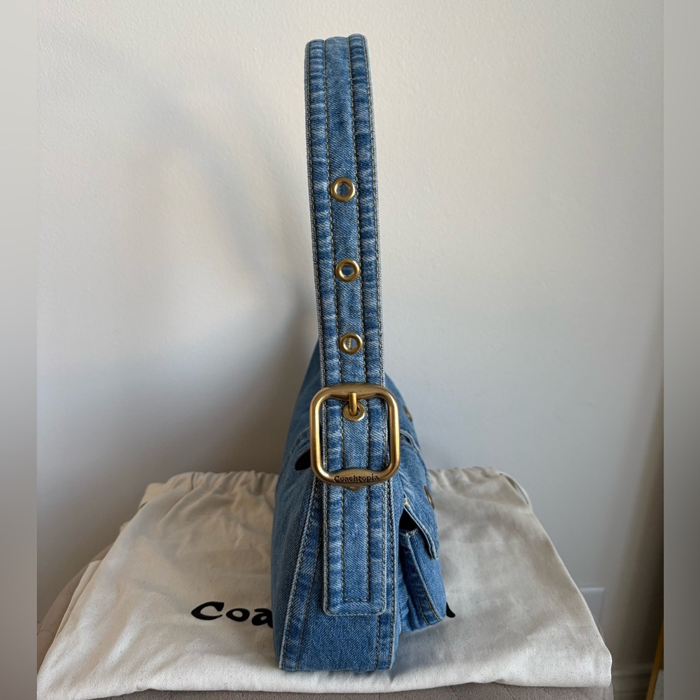 BRAND NEW!  Coachtopia Cargo Shoulder Bag In Upcrafted Denim - Picture 6 of 11